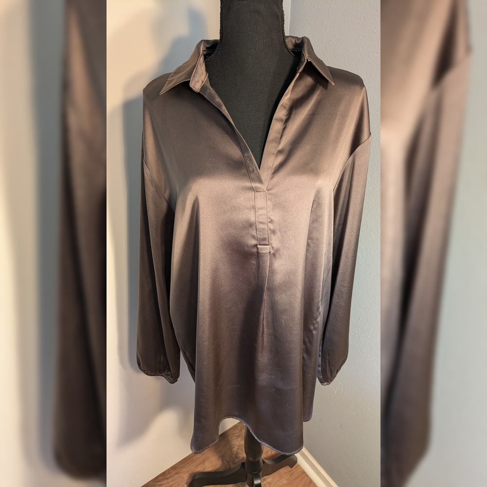 Pleione Satin Blouse - Taupe